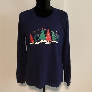 Kim Rogers Navy Blue Cotton Christmas/Holiday Shirt
